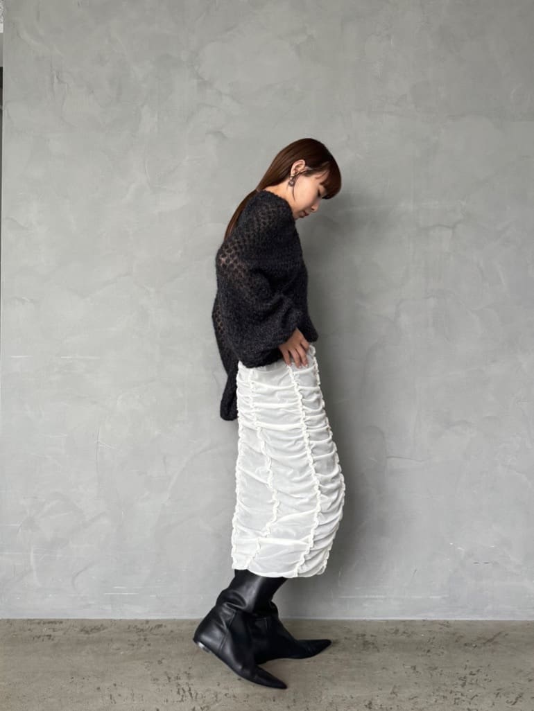 designer yukaさんの「CODE A｜2way sheer mohair pullover」を使ったコーディネート