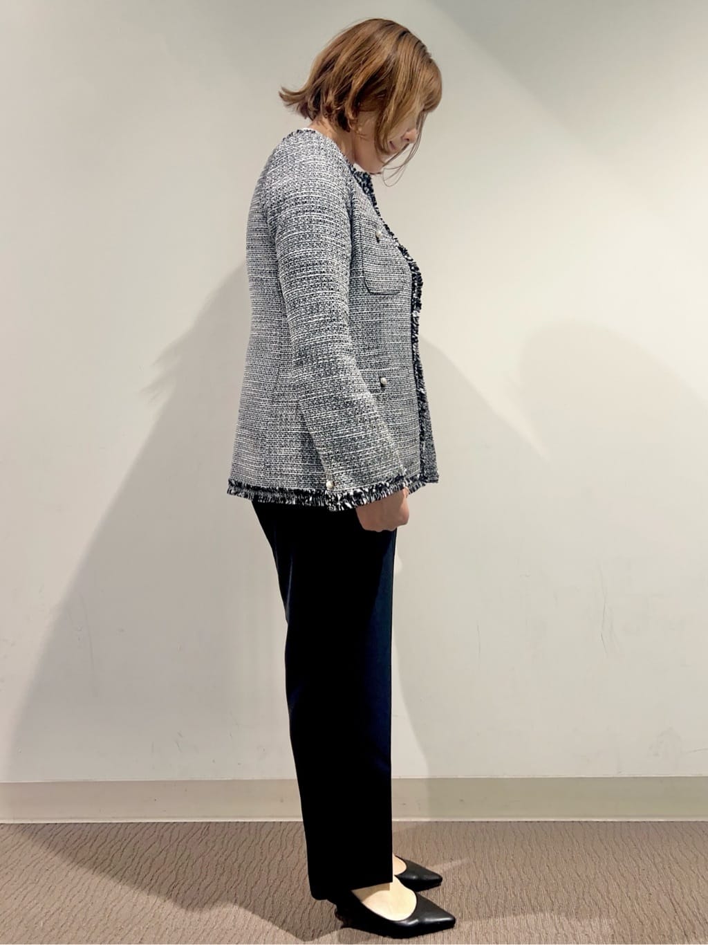 のん.Yさんの「OPAQUE.CLIP｜◆《通勤対応》コットンツイードミドルジャケット」を使ったコーディネート