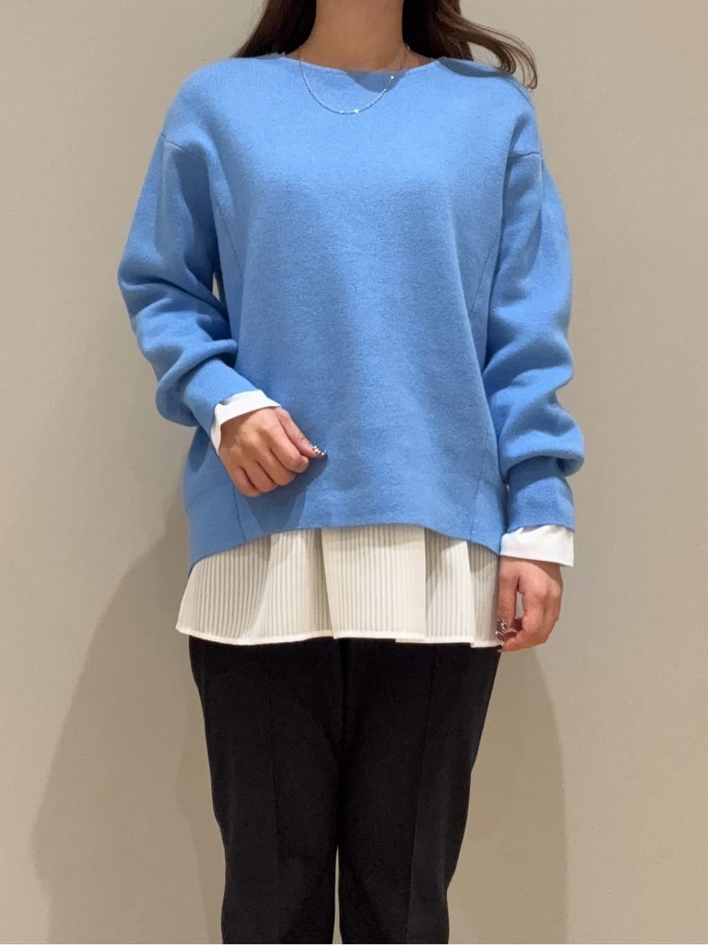 yuriさんの「INDIVI｜◆【コットン＆カシミヤ／洗える】スウェットライクニット」を使ったコーディネート