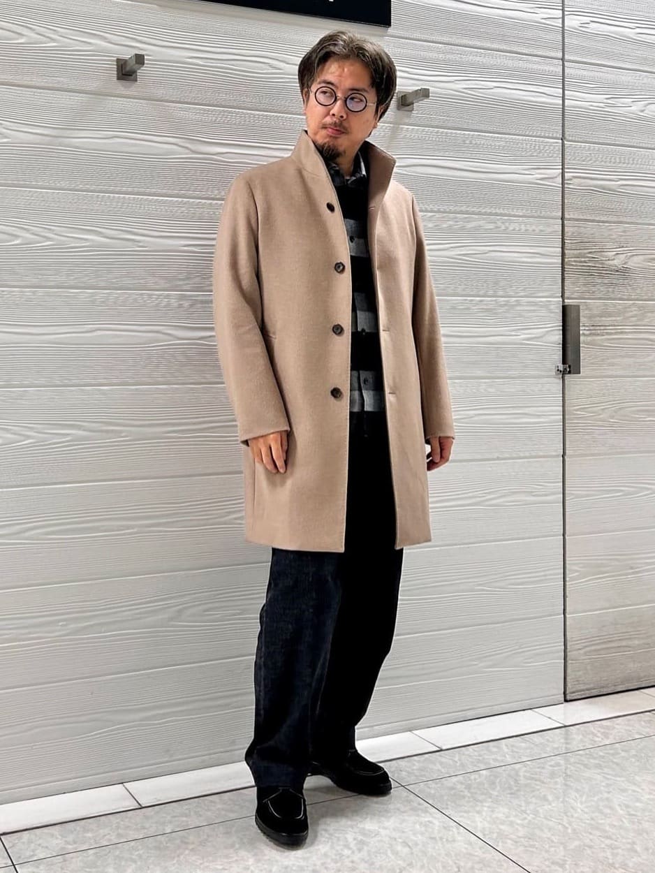 すーさんの「TAKEO KIKUCHI｜【ウールカシミヤブレンド】ビーバー調 スタンドカラー コート」を使ったコーディネート