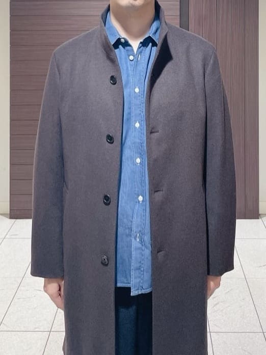 ToyoPさんの「TAKEO KIKUCHI｜【ウールカシミヤブレンド】ビーバー調 スタンドカラー コート」を使ったコーディネート