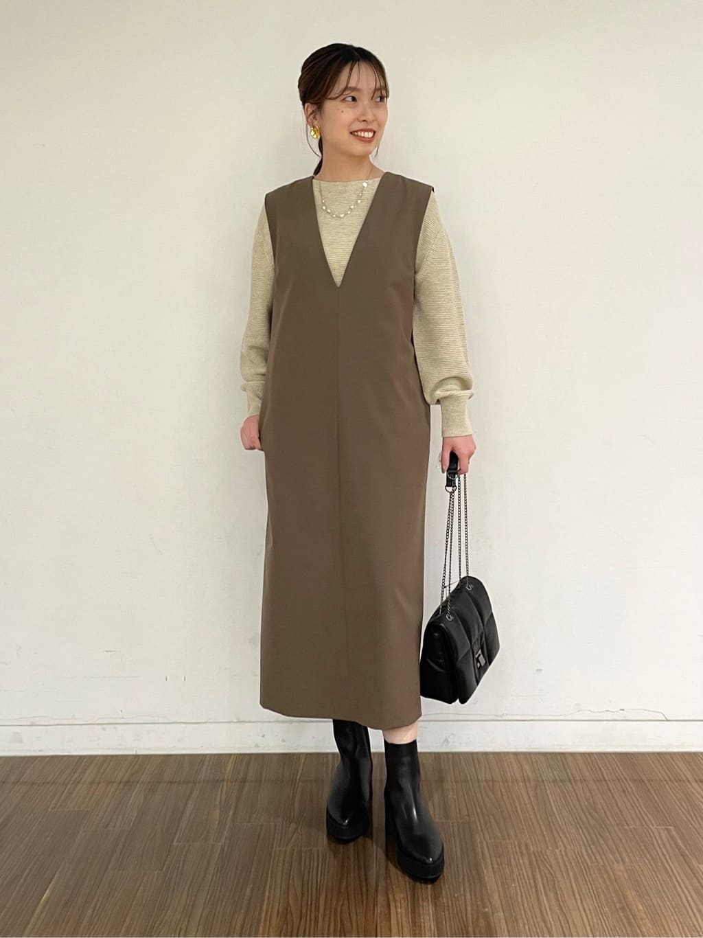 ねねさんの「INDIVI｜◆ランダム淡水パール2連ネックレス」を使ったコーディネート