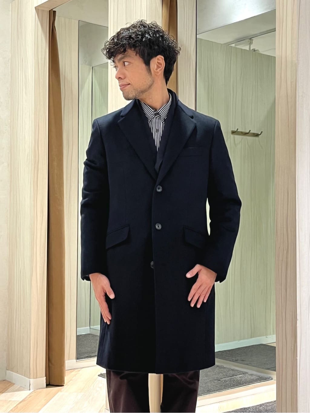 URAさんの「TAKEO KIKUCHI｜ウールカシミヤブレンド チェスターコート」を使ったコーディネート