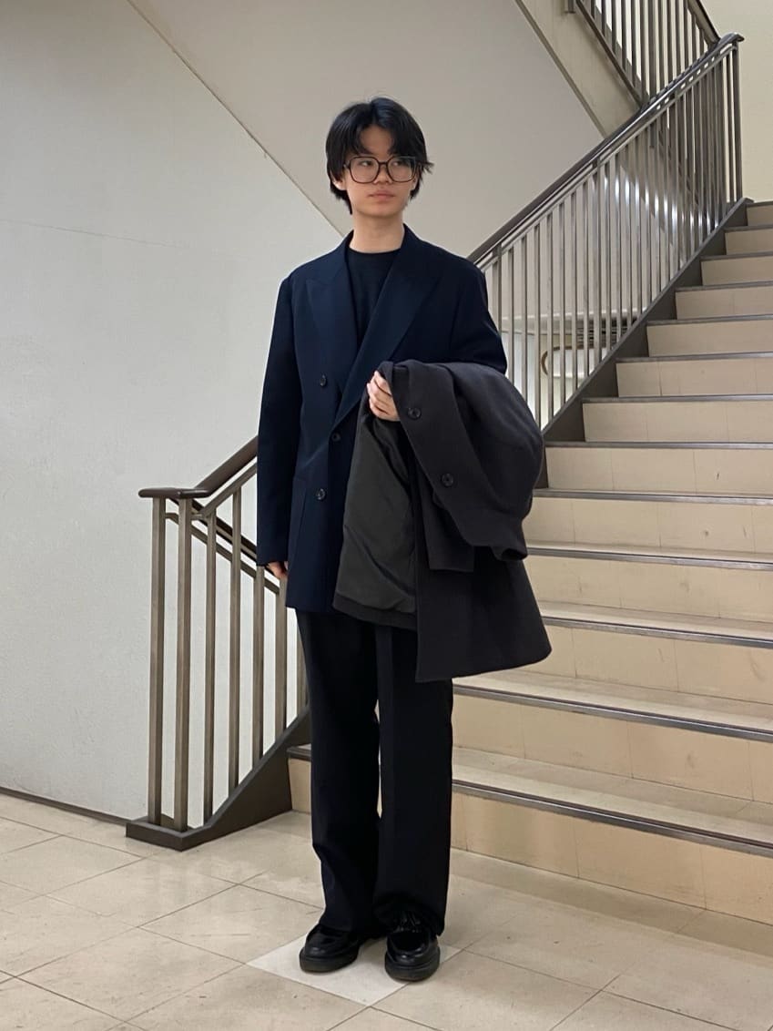 キムラさんの「TAKEO KIKUCHI｜【ウールカシミヤブレンド】ビーバー調 スタンドカラー コート」を使ったコーディネート