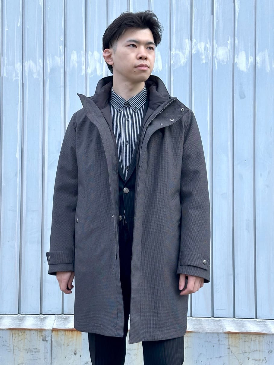 イッシーさんの「TAKEO KIKUCHI｜【3WAY】ハウンズトゥース ダウンライナー コート」を使ったコーディネート