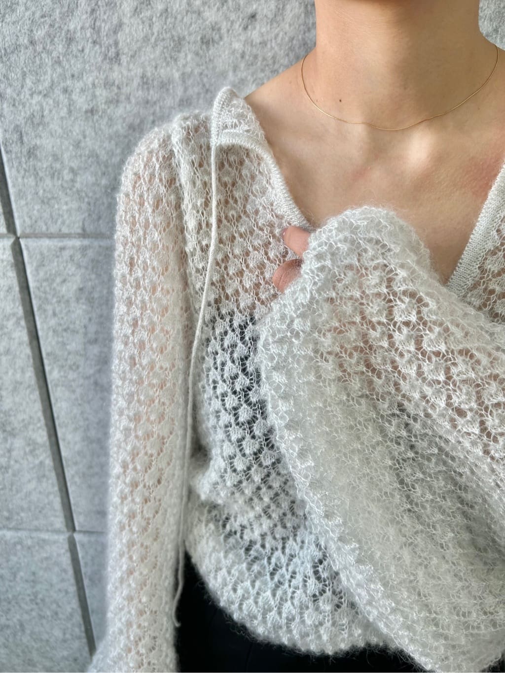 harunaさんの「CODE A｜2way sheer mohair pullover」を使ったコーディネート