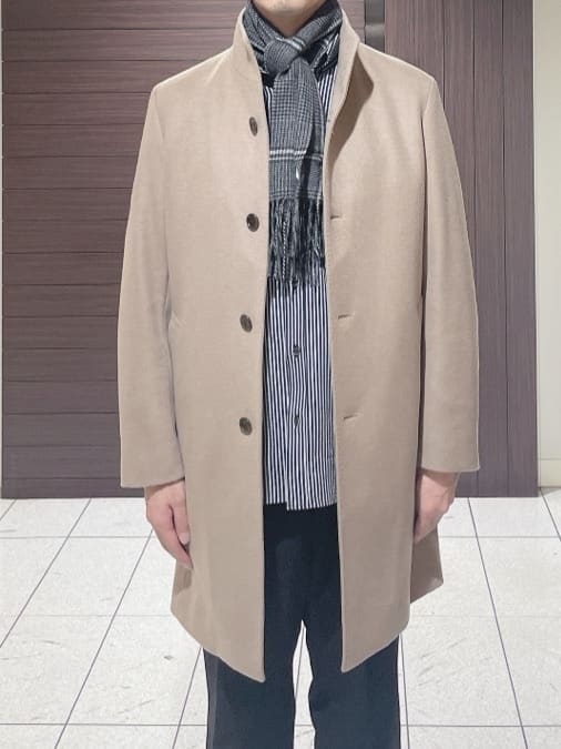 ToyoPさんの「TAKEO KIKUCHI｜【ウールカシミヤブレンド】ビーバー調 スタンドカラー コート」を使ったコーディネート