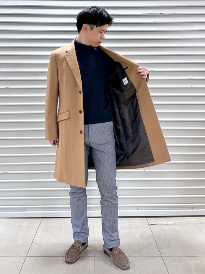 イッシーさんの「TAKEO KIKUCHI｜ウールカシミヤブレンド チェスターコート」を使ったコーディネート