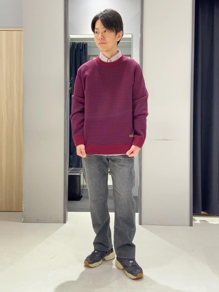 わいずみさんの「TAKEO KIKUCHI｜ハットモチーフ ジャカード ストライプ シャツ」を使ったコーディネート