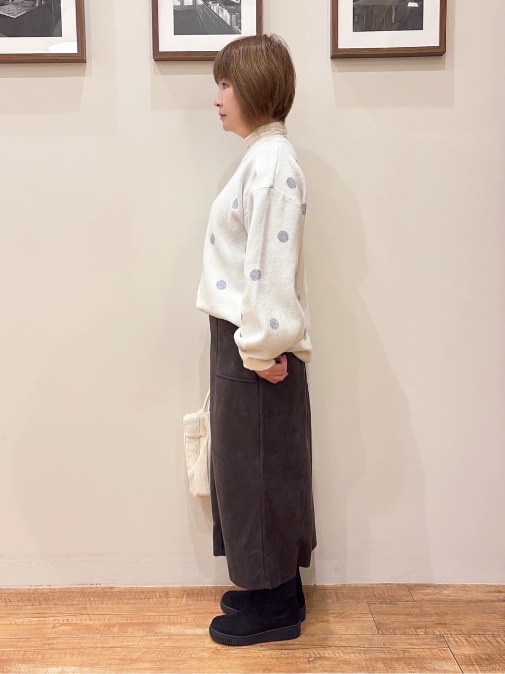 ダー子さんの「SHOO･LA･RUE｜◆【洗える/S-LL】 ドット柄が目を惹く ゆったりジャカードニット」を使ったコーディネート