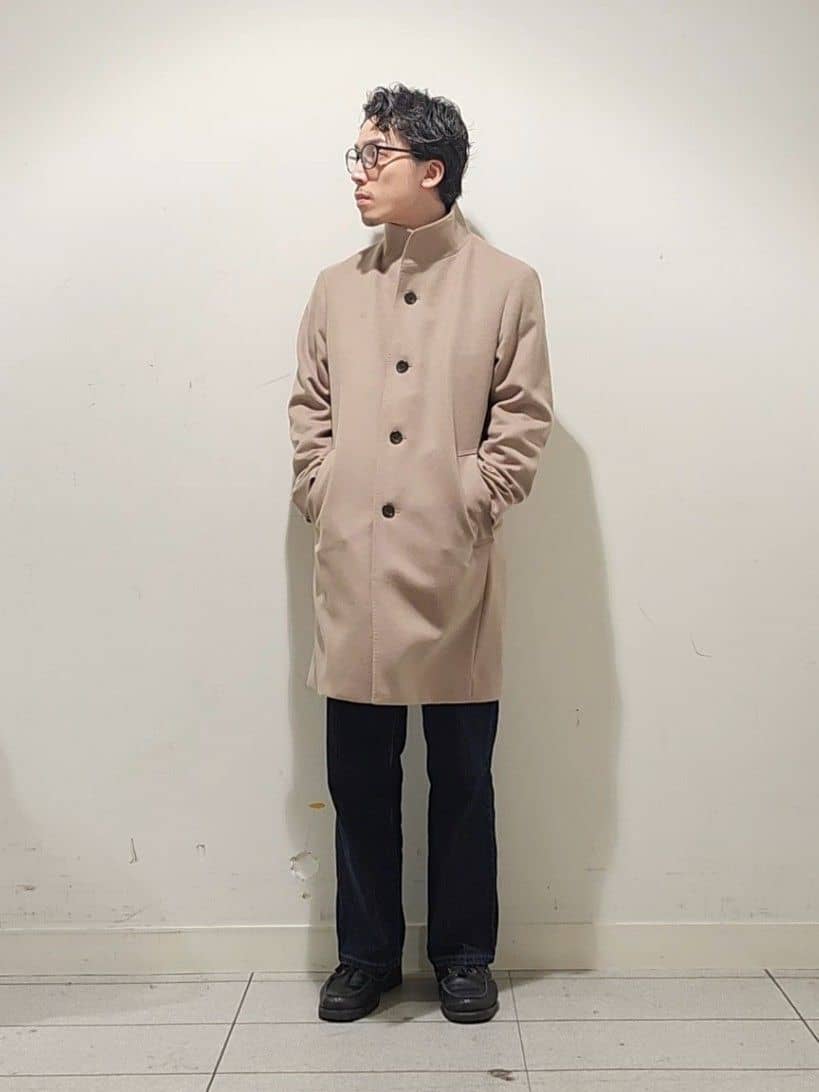 Maedaさんの「TAKEO KIKUCHI｜【ウールカシミヤブレンド】ビーバー調 スタンドカラー コート」を使ったコーディネート