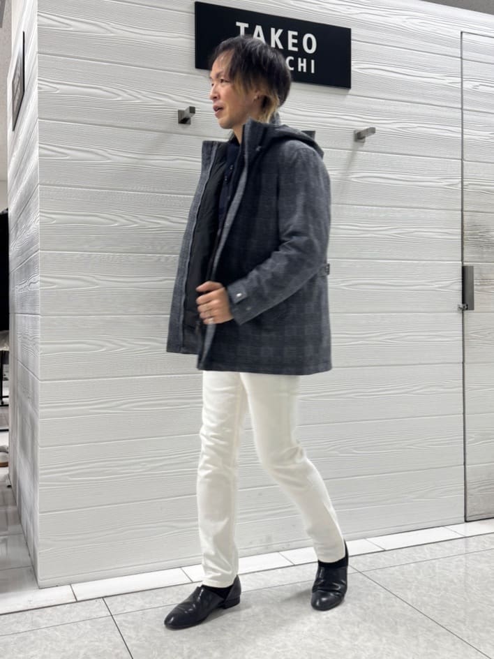 井出恭輔さんの「TAKEO KIKUCHI｜【3WAY】ジャカード グレンチェック ダウンライナー ブルゾン」を使ったコーディネート