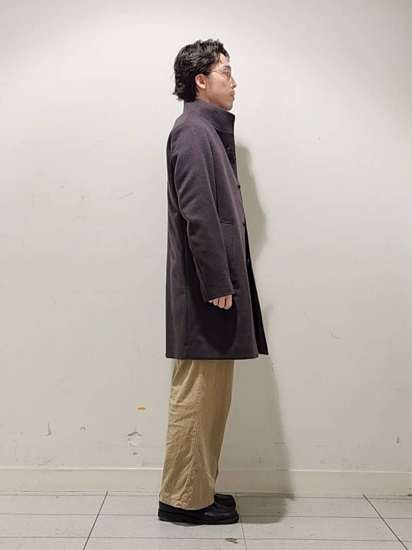 Maedaさんの「TAKEO KIKUCHI｜【ウールカシミヤブレンド】ビーバー調 スタンドカラー コート」を使ったコーディネート