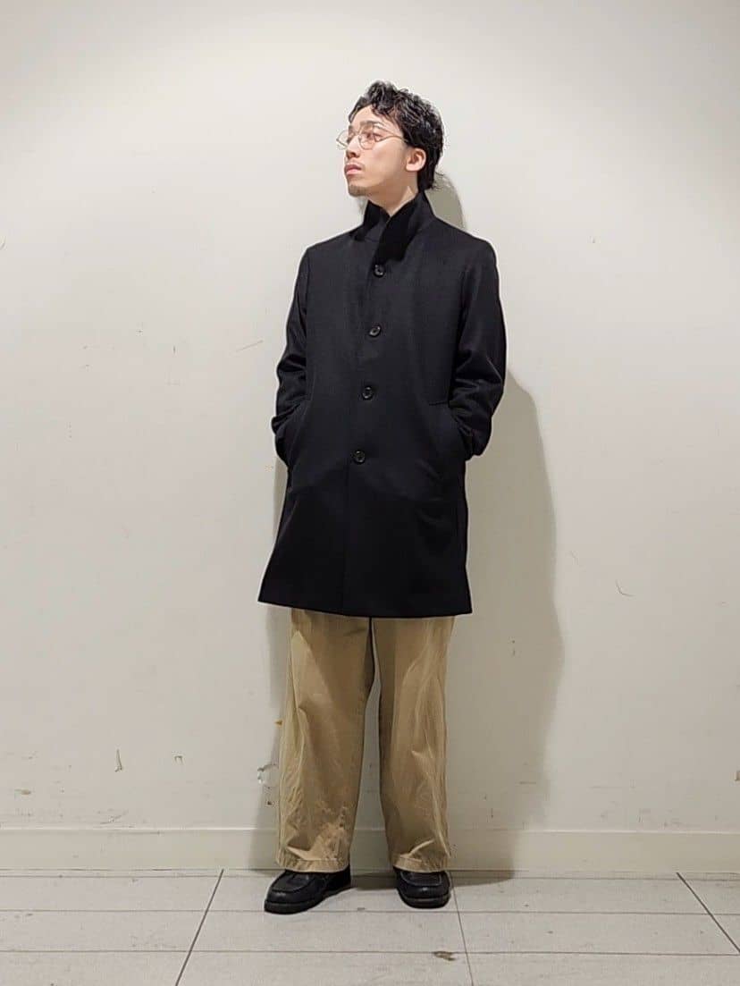 Maedaさんの「TAKEO KIKUCHI｜【ウールカシミヤブレンド】ビーバー調 スタンドカラー コート」を使ったコーディネート
