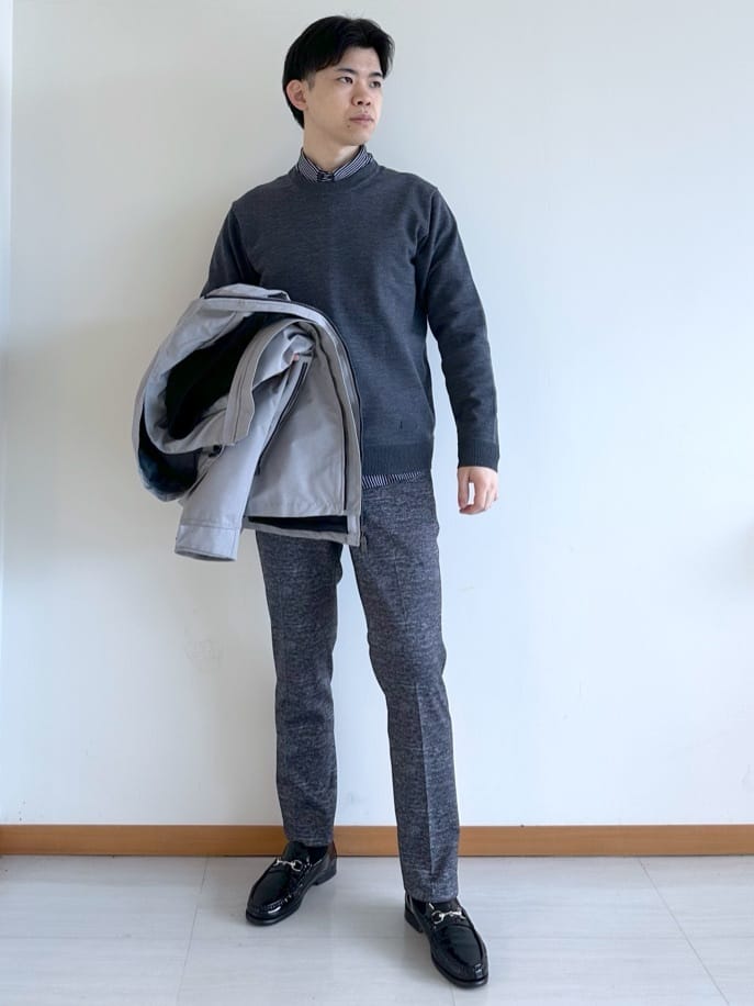 イッシーさんの「TAKEO KIKUCHI｜【ONOFF対応】TRダブルニット ストレッチパンツ」を使ったコーディネート