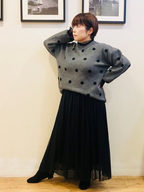 YYYさんの「SHOO･LA･RUE｜◆【洗える/S-LL】 ドット柄が目を惹く ゆったりジャカードニット」を使ったコーディネート