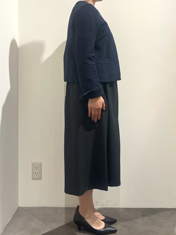 chiakiさんの「OPAQUE.CLIP｜◆《通勤・セレモニー／セットアップ対応》タックフレアワンピース／ダブルクロス【洗濯機洗い可】」を使ったコーディネート