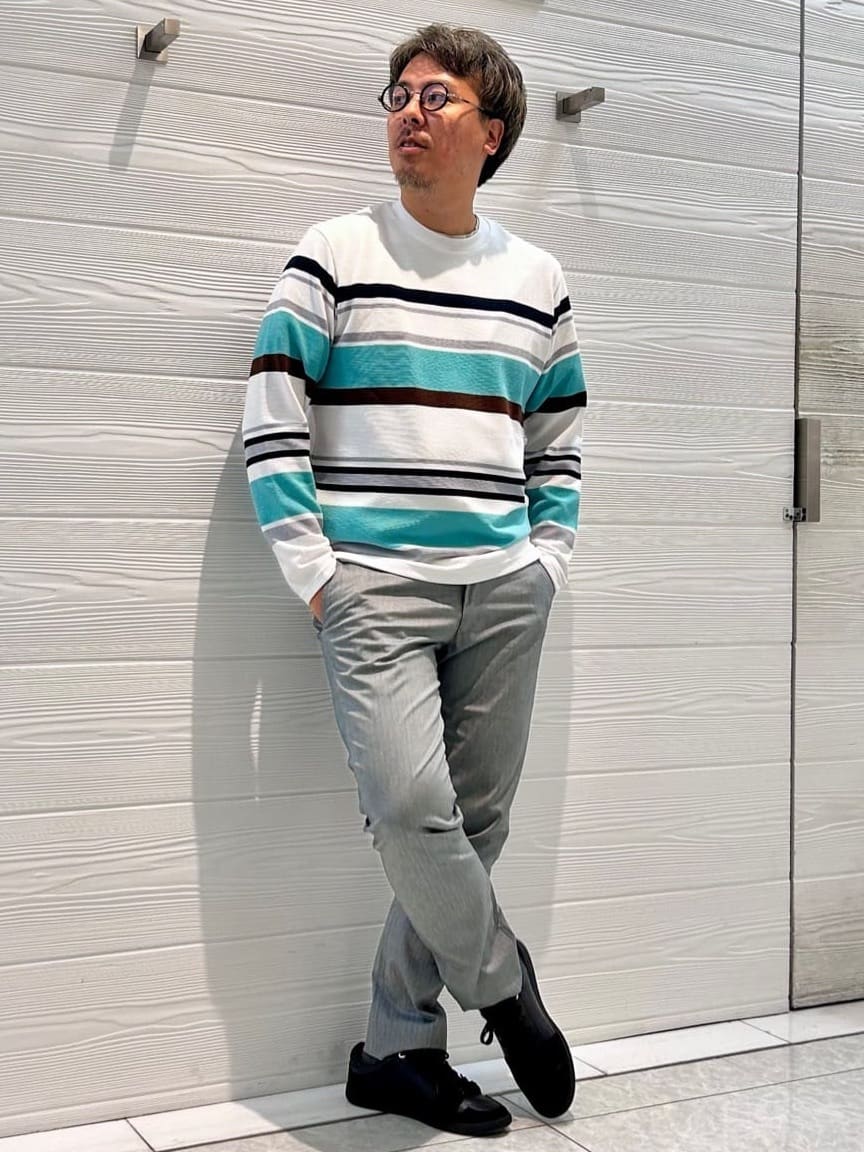 すーさんの「TAKEO KIKUCHI｜【全7サイズ&times;8色展開！】トップマルチヘリンボン パンツ」を使ったコーディネート
