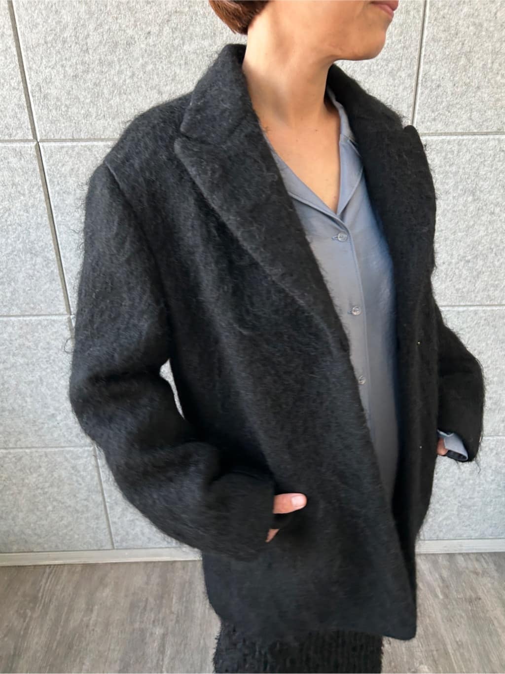 yukoさんの「CODE A｜shaggy jacket coat」を使ったコーディネート