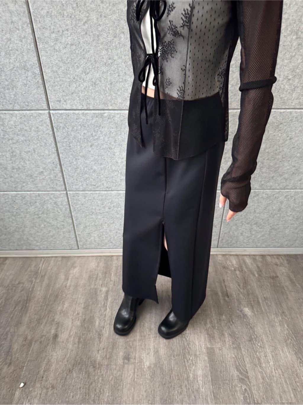 designer yukaさんの「CODE A｜slit jersey skirt」を使ったコーディネート