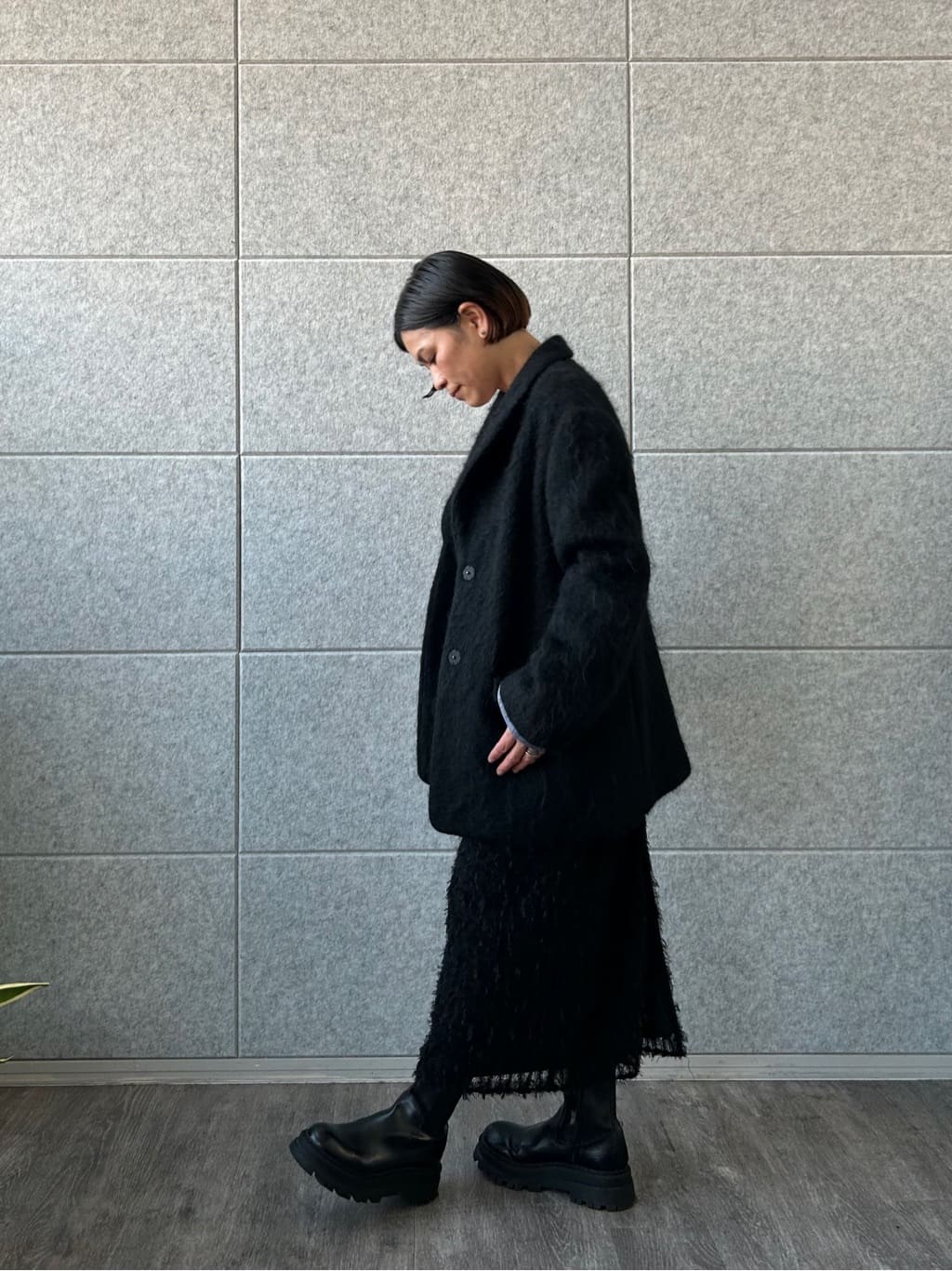 yukoさんの「CODE A｜shaggy jacket coat」を使ったコーディネート