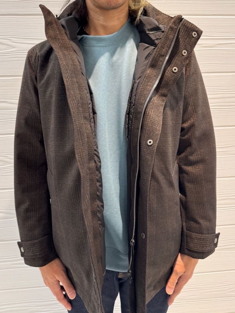 井出恭輔さんの「TAKEO KIKUCHI｜【3WAY】ジャカード グレンチェック ダウンライナー ブルゾン」を使ったコーディネート