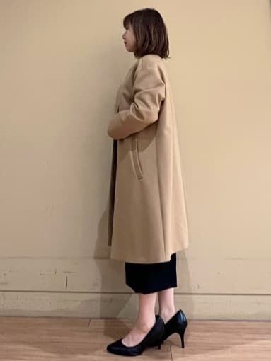 Juneさんの「UNTITLED｜【日本製／通勤／フォーマル】カシミヤ混ノーカラーコート」を使ったコーディネート