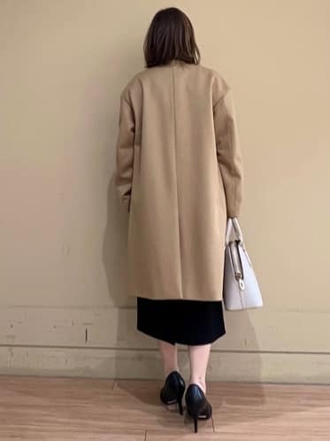 Juneさんの「UNTITLED｜【日本製／通勤／フォーマル】カシミヤ混ノーカラーコート」を使ったコーディネート
