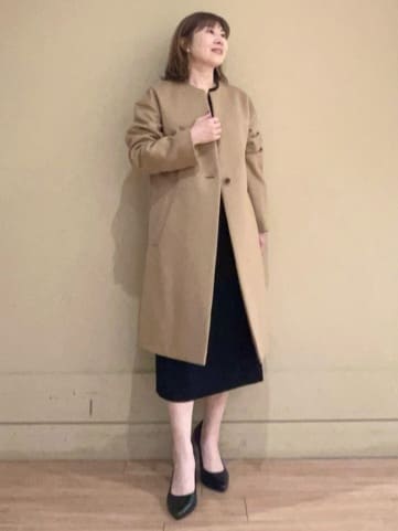 Juneさんの「UNTITLED｜【日本製／通勤／フォーマル】カシミヤ混ノーカラーコート」を使ったコーディネート
