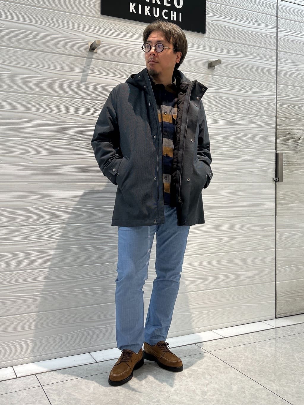 すーさんの「TAKEO KIKUCHI｜【Made in JAPAN】播州織 ヘリンボン ストレート パンツ」を使ったコーディネート