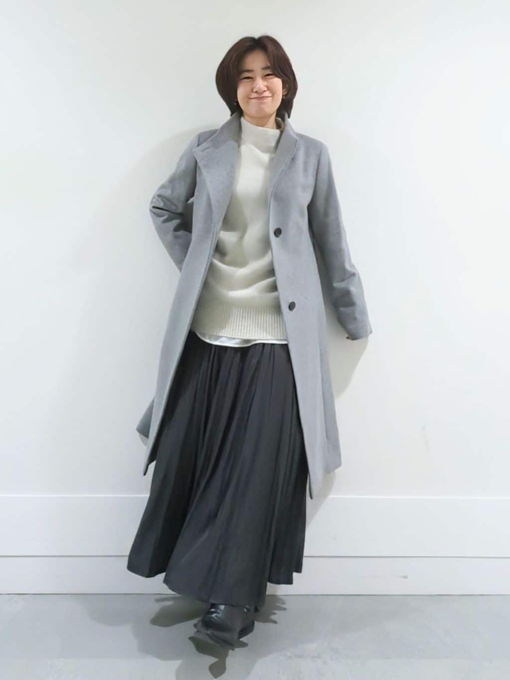 ミズタさんの「UNTITLED｜【日本製／2WAY衿】スタンドカラー ロングコート」を使ったコーディネート