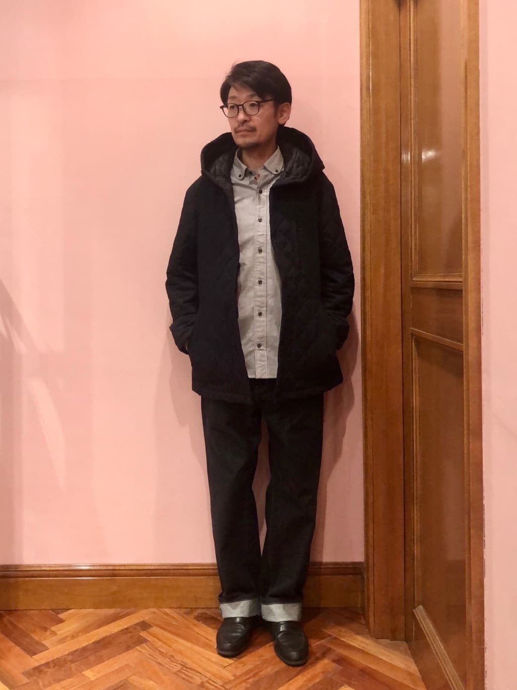 OKJさんの「DRESSTERIOR｜オックスフォード ラウンドカラーシャツ」を使ったコーディネート