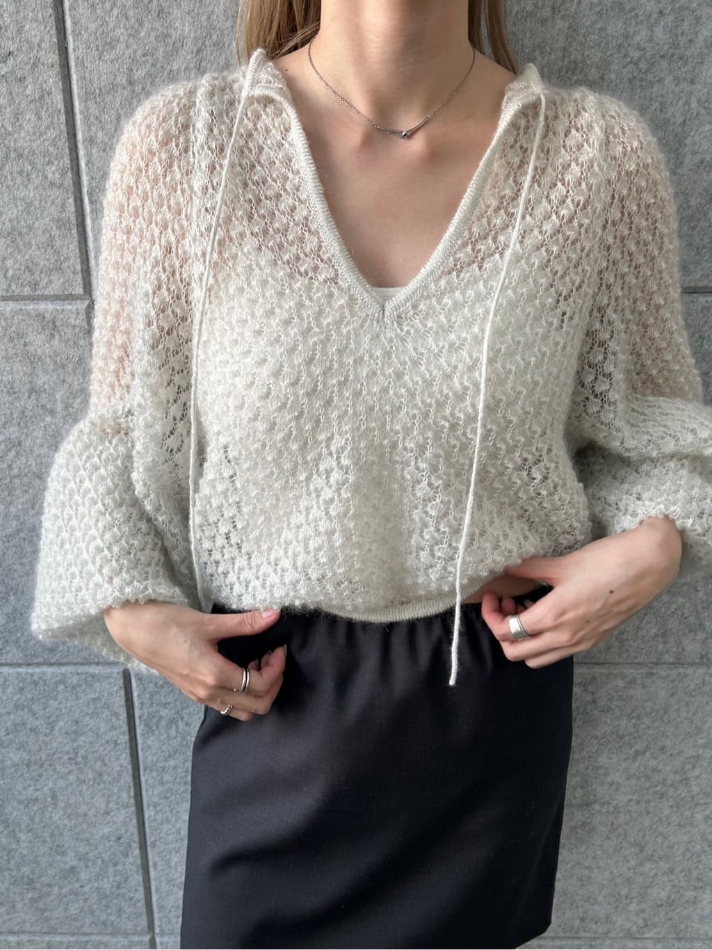 honoka Aさんの「CODE A｜2way sheer mohair pullover」を使ったコーディネート