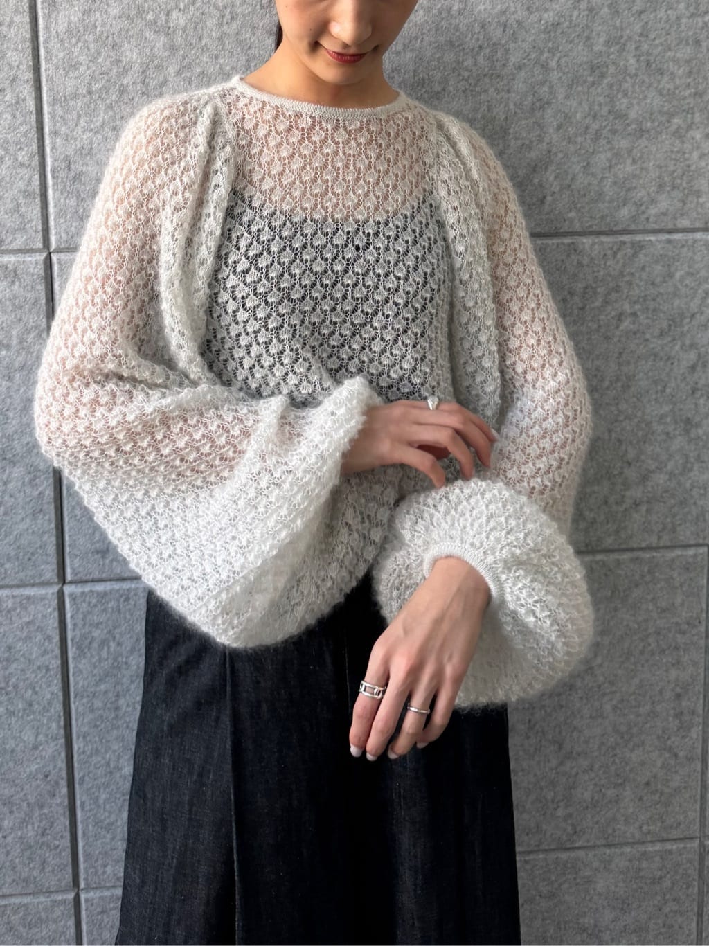 uchi__yamaさんの「CODE A｜2way sheer mohair pullover」を使ったコーディネート