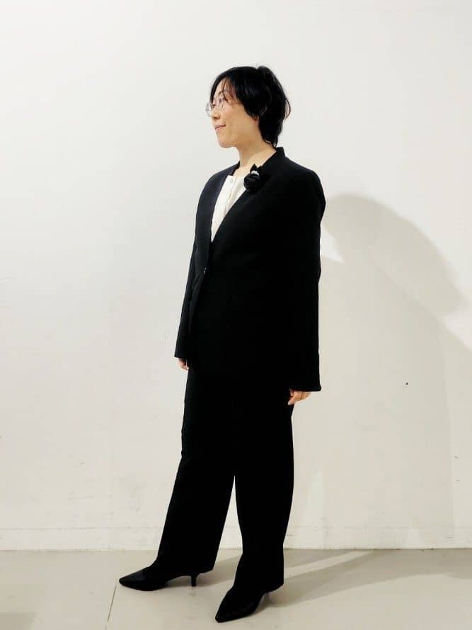kodamaさんの「THE SHOP TK｜◆【汚れ防止／シワになりにくい／セレモニー／通勤】ダブルクロスノーカラージャケット／洗える／サスティ」を使ったコーディネート