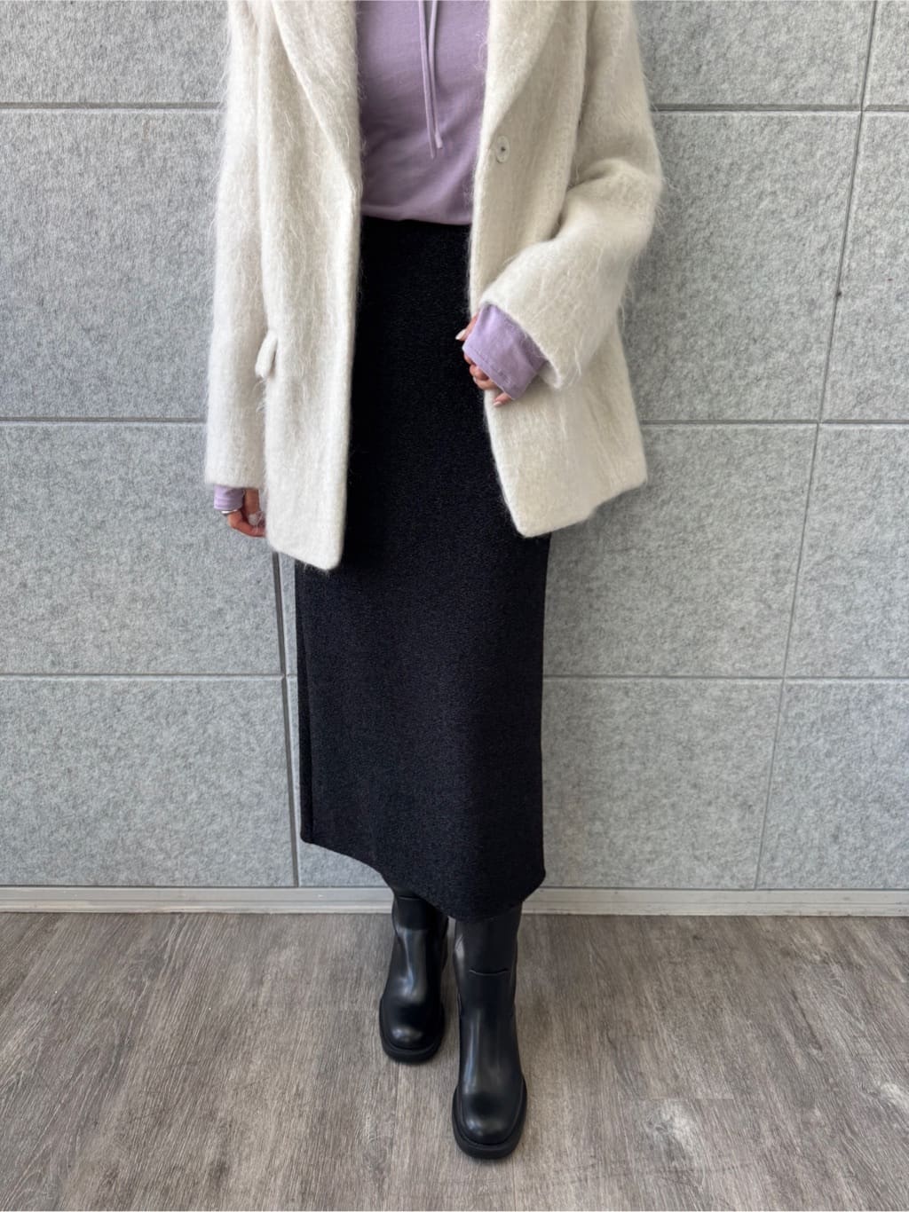 uchi__yamaさんの「CODE A｜shaggy jacket coat」を使ったコーディネート