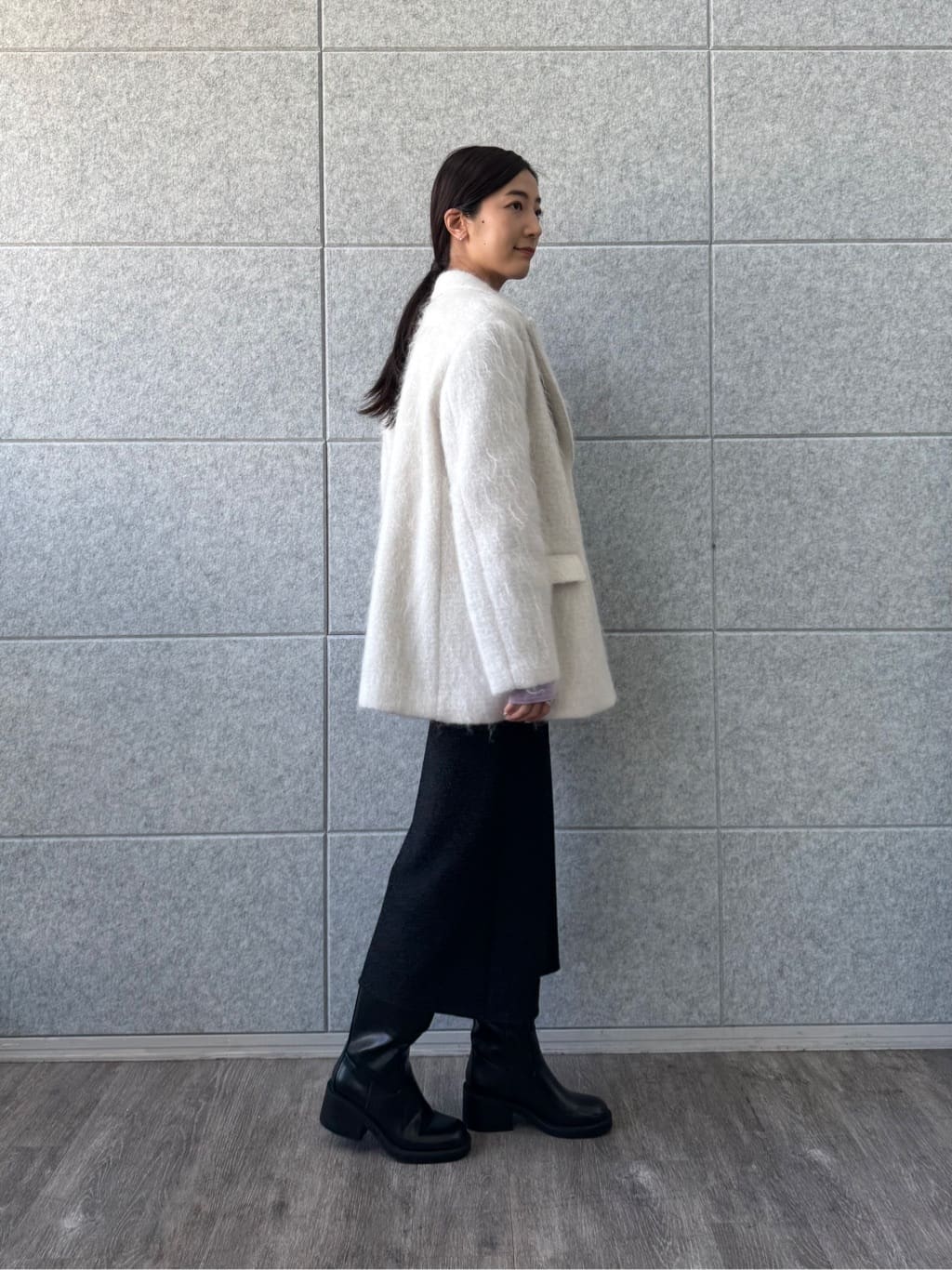 uchi__yamaさんの「CODE A｜shaggy jacket coat」を使ったコーディネート