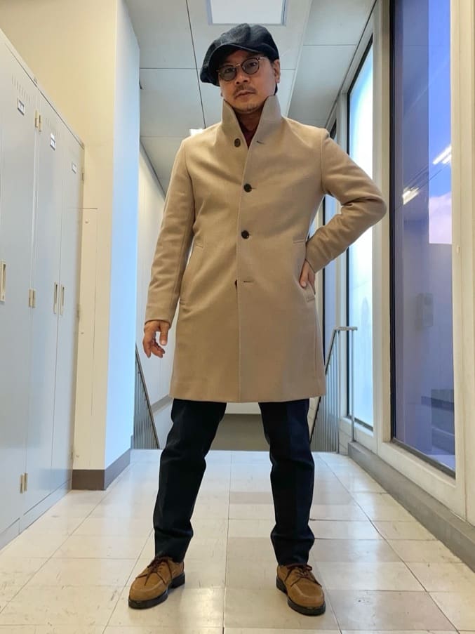 MAKOTO AIさんの「TAKEO KIKUCHI｜【ウールカシミヤブレンド】ビーバー調 スタンドカラー コート」を使ったコーディネート