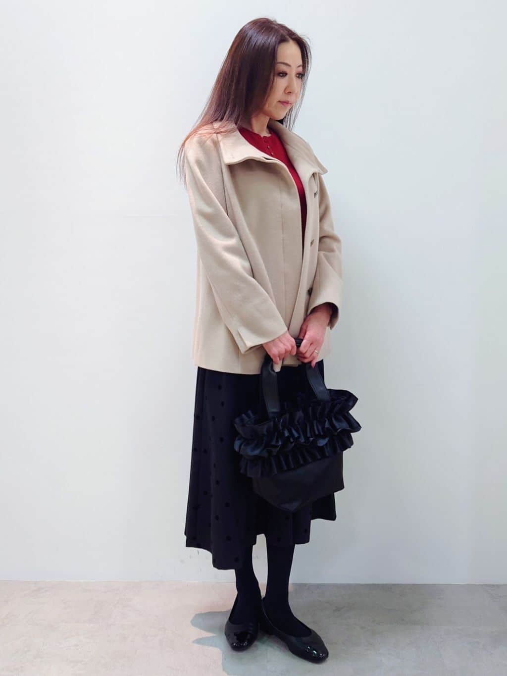 yoshiさんの「Reflect｜◆ドットプリントフレアスカート」を使ったコーディネート