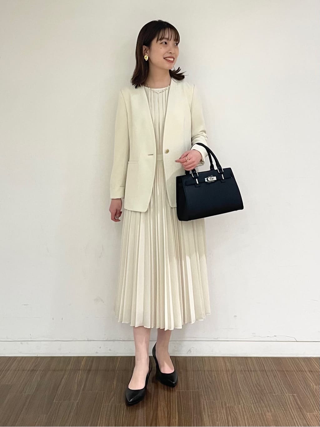 ねねさんの「INDIVI｜◆【洗える／スーツ】ノーカラージャケット」を使ったコーディネート