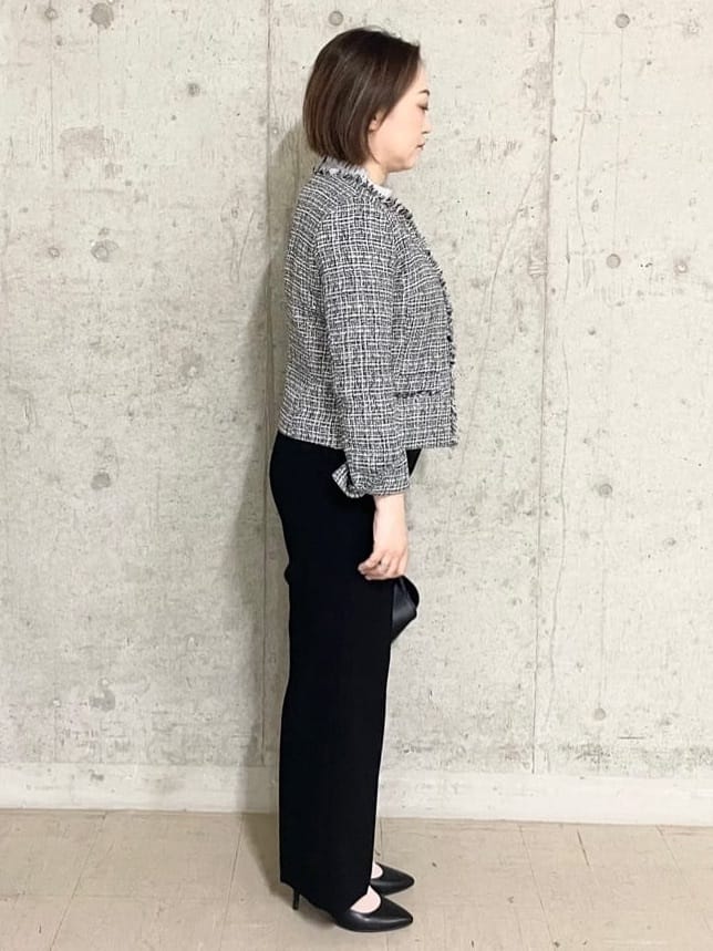 Misatoさんの「UNTITLED｜◆【入卒/セレモニー/通勤】ラメツイード ノーカラージャケット」を使ったコーディネート