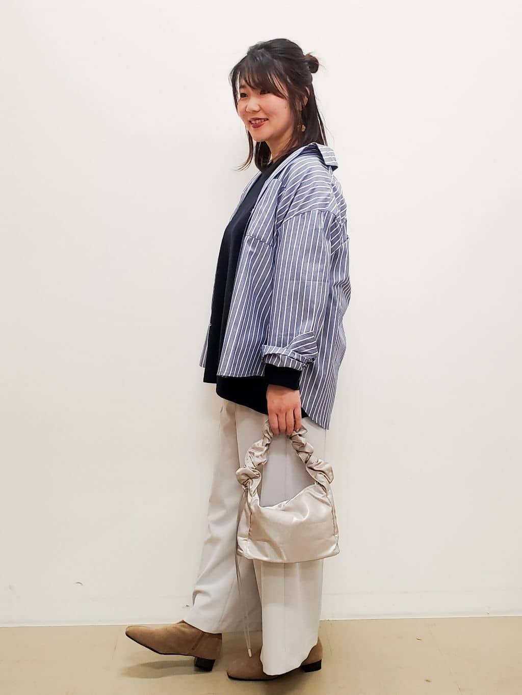愛さんの「SHOO･LA･RUE｜【S-5L/洗濯機可/2WAYストレッチ】ダブルクロスワイドパンツ」を使ったコーディネート