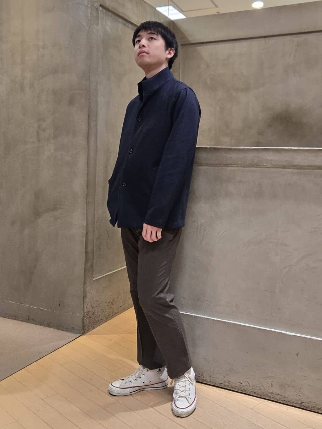 白木駆さんの「TAKEO KIKUCHI｜【DOWN FABRIC】ダウンファブリック スタンドカラーブルゾン」を使ったコーディネート