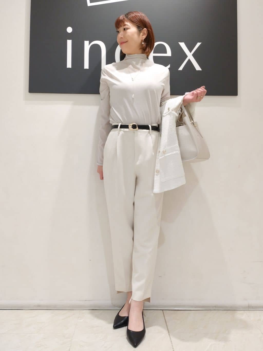 n.さんの「index｜◆シアーメロウハイネックトップス【洗濯機洗い可】」を使ったコーディネート