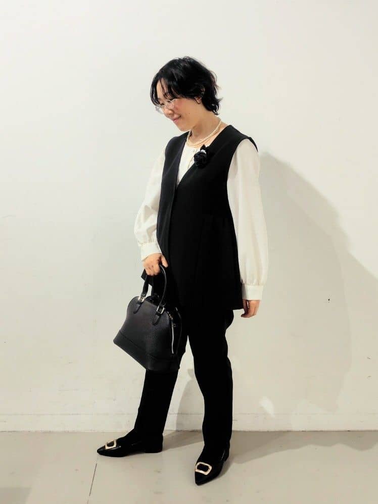 kodamaさんの「THE SHOP TK｜◆【汚れ＆シワが付きにくい/セレモニー/通勤】ダブルクロスジレ/洗濯機OK」を使ったコーディネート