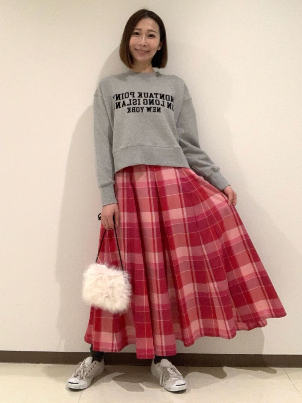 Yukaさんの「Dessin｜◆【ウエストゴム・4サイズ展開】映えチェック柄スカート（XS～L）」を使ったコーディネート