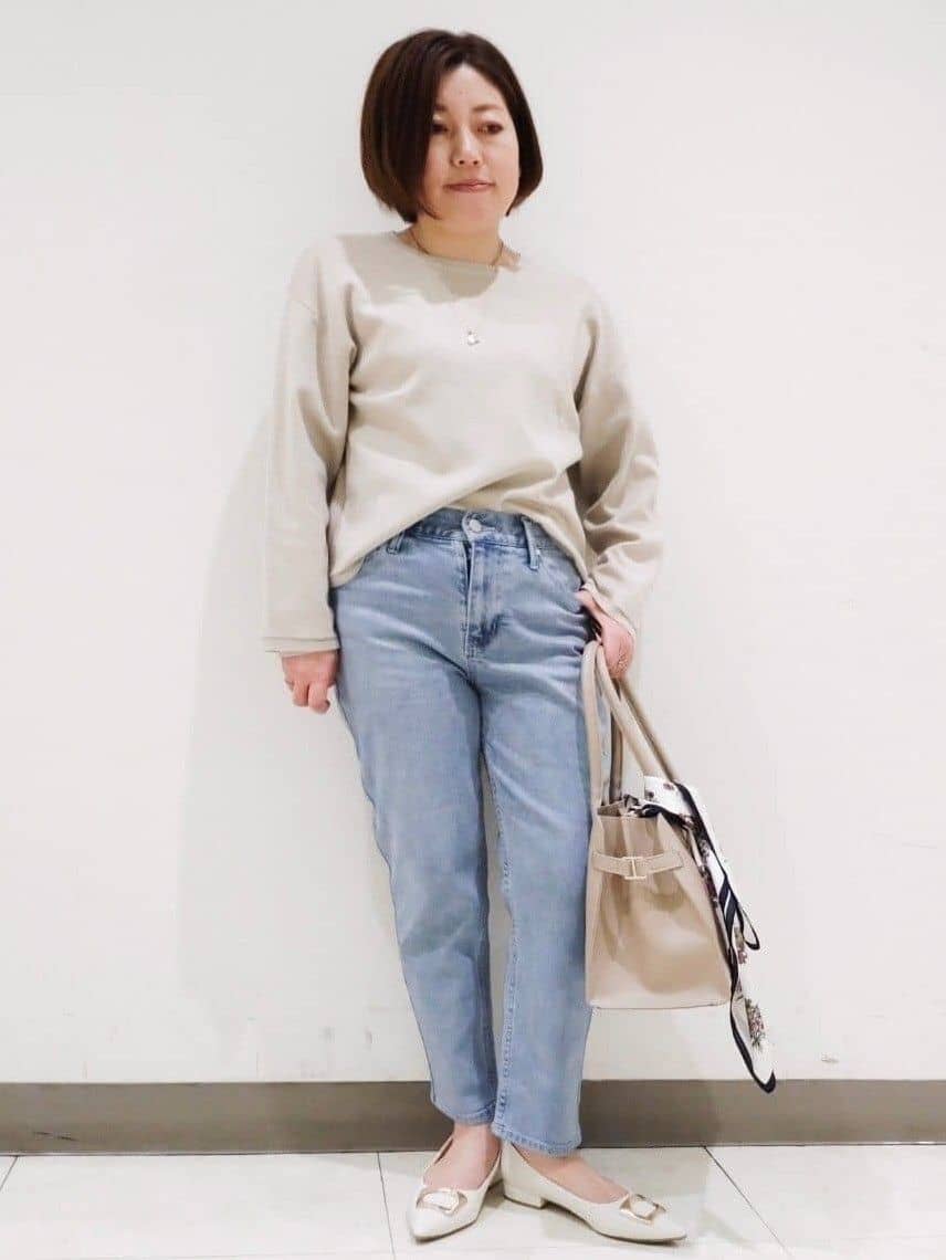 あらーさんの「OPAQUE.CLIP｜◆Y字リングフェイクパールネックレス」を使ったコーディネート