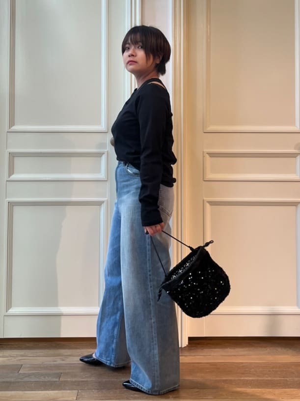 なべちゃんさんの「DRESSTERIOR｜ヴィンテージ加工ワイドデニムパンツ」を使ったコーディネート