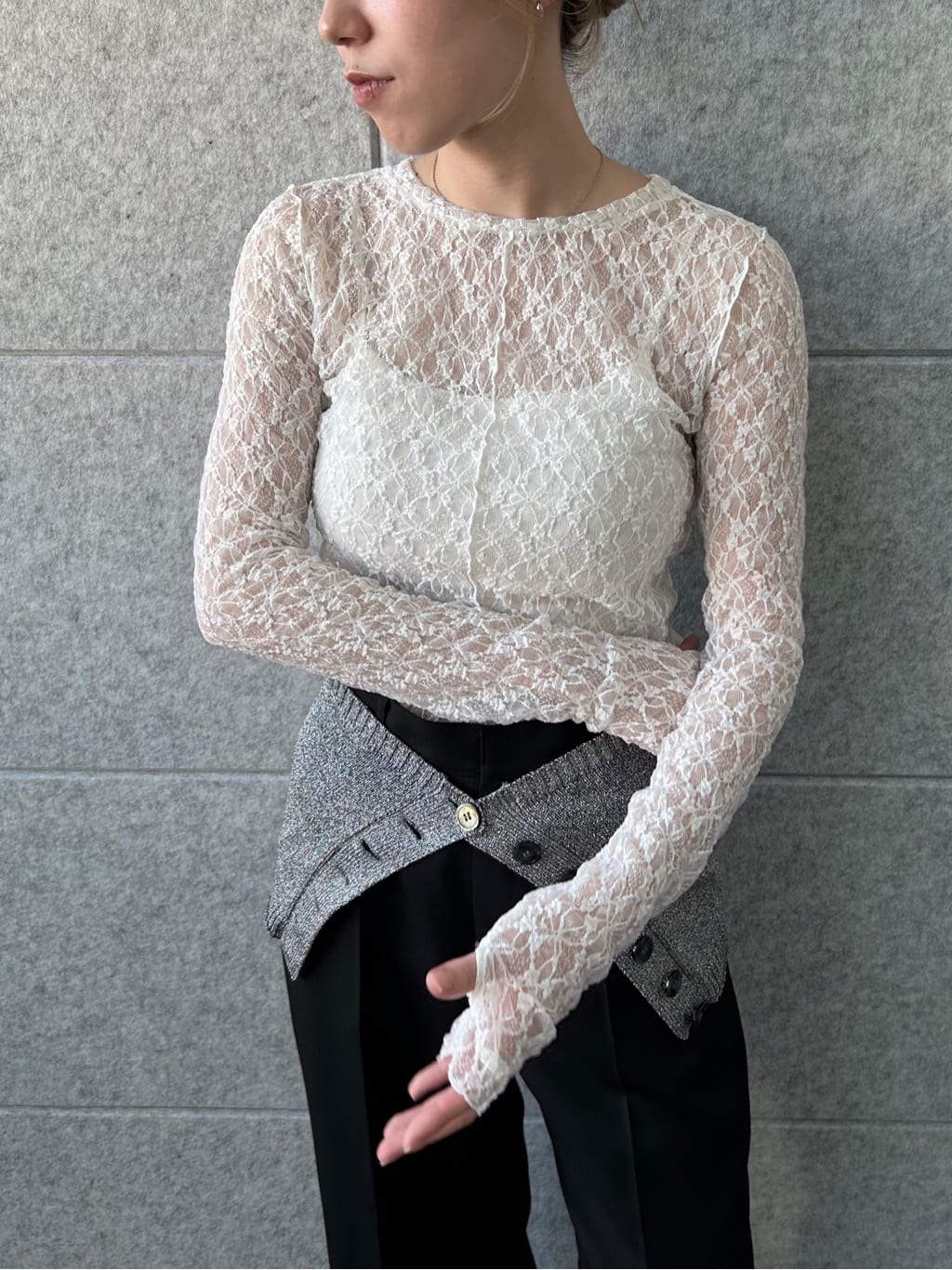 honoka Aさんの「CODE A｜【Re】stretch lace tops」を使ったコーディネート