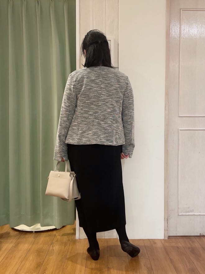 ke-yさんの「SHOO･LA･RUE｜◆【S-3L】セレモニーからデイリーにも 軽くて柔らかくて着心地の良い カットツイードジャケット」を使ったコーディネート